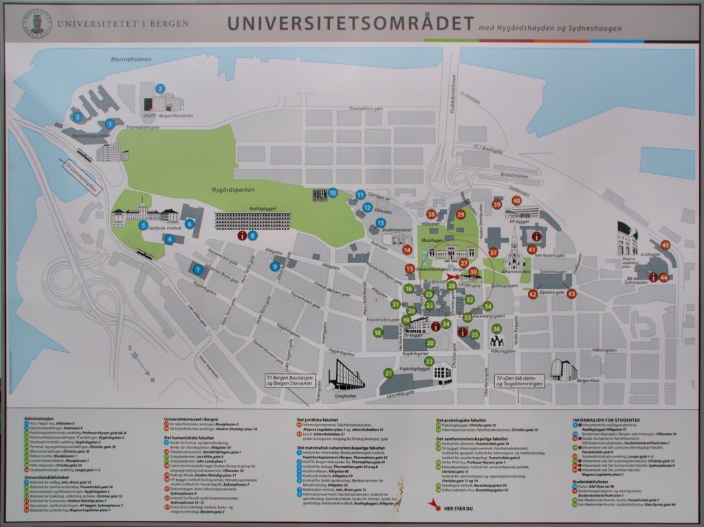mapa del complejo universitario de Bergen