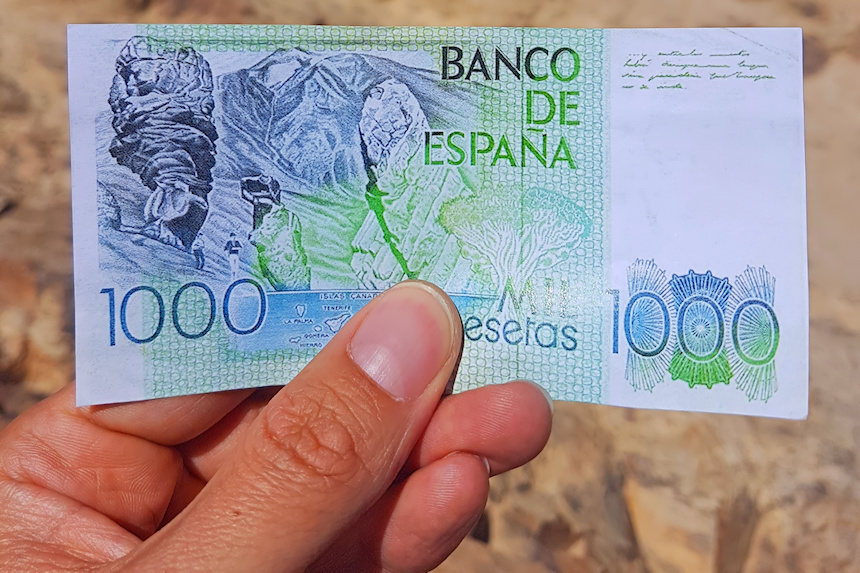 reverso de billete de mil pesetas