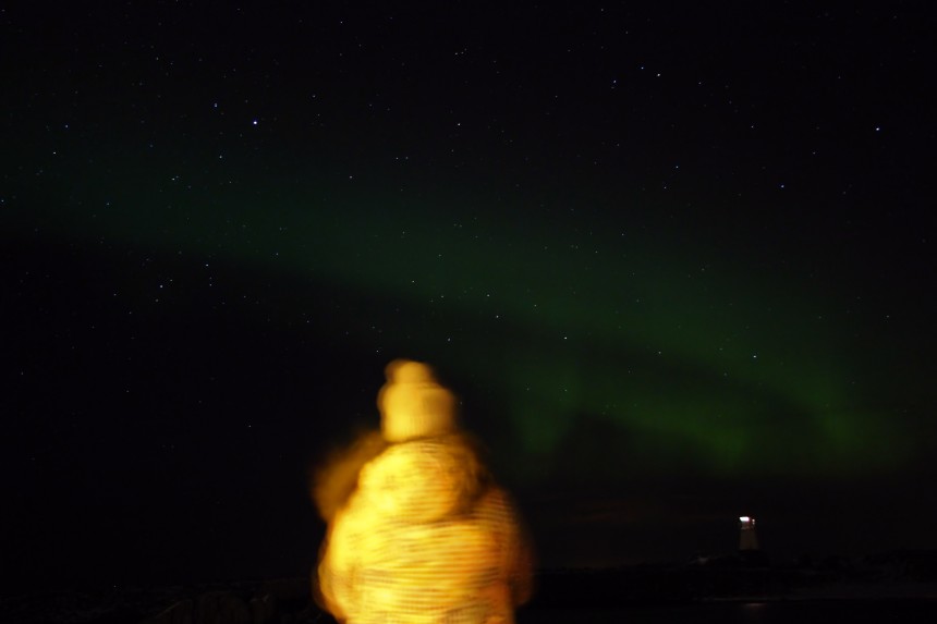 foto movida de una aurora boreal