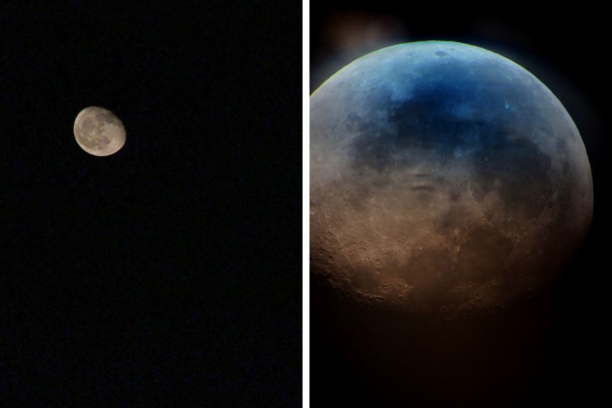 vista de la luna en el Observatorio Lago Alqueva