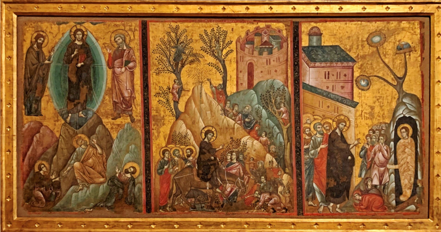 Tríptico de la Transfiguración, Cristo en Jerusalén y la resurrección de Lázaro