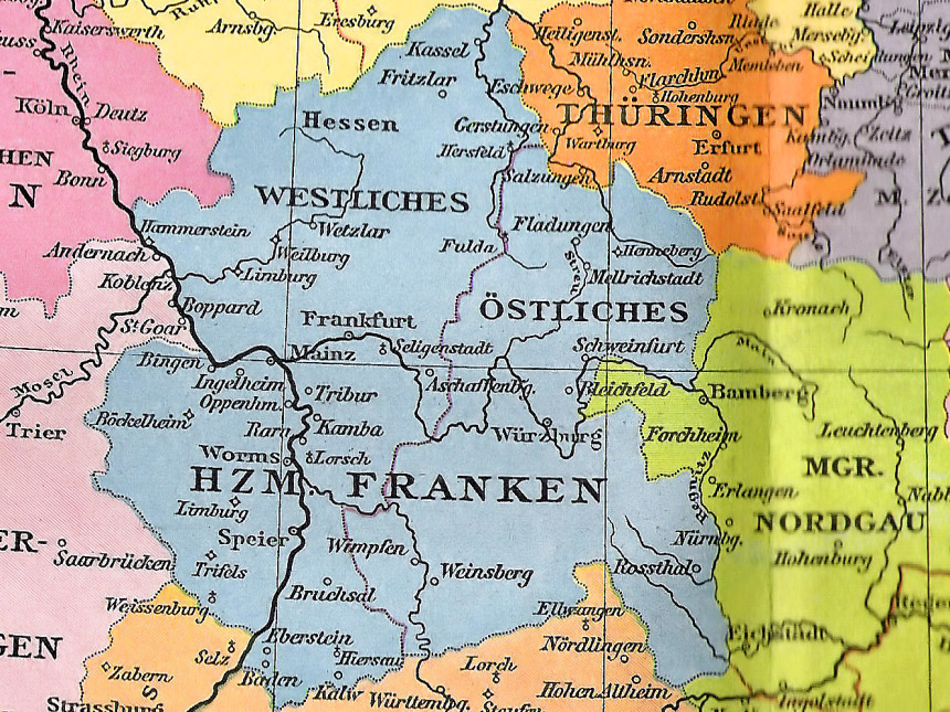 Mapa de Franconia en el año 800